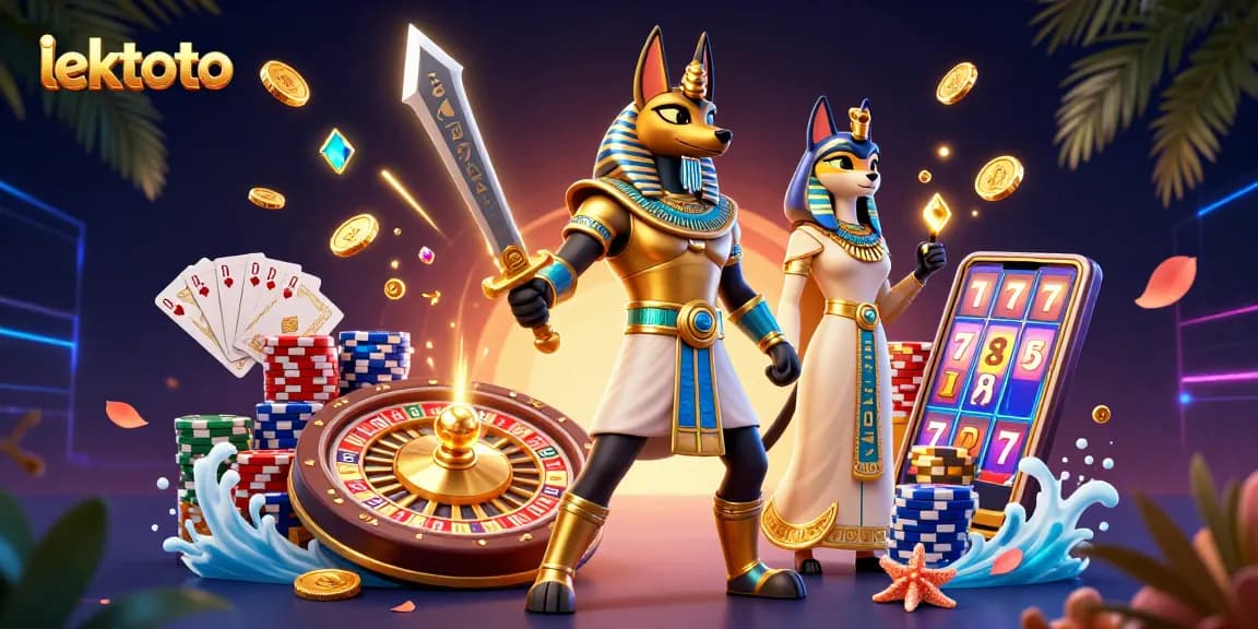 Engage with lektoto's vibrant casino world featuring Anubis and Bastet amidst golden thrills.