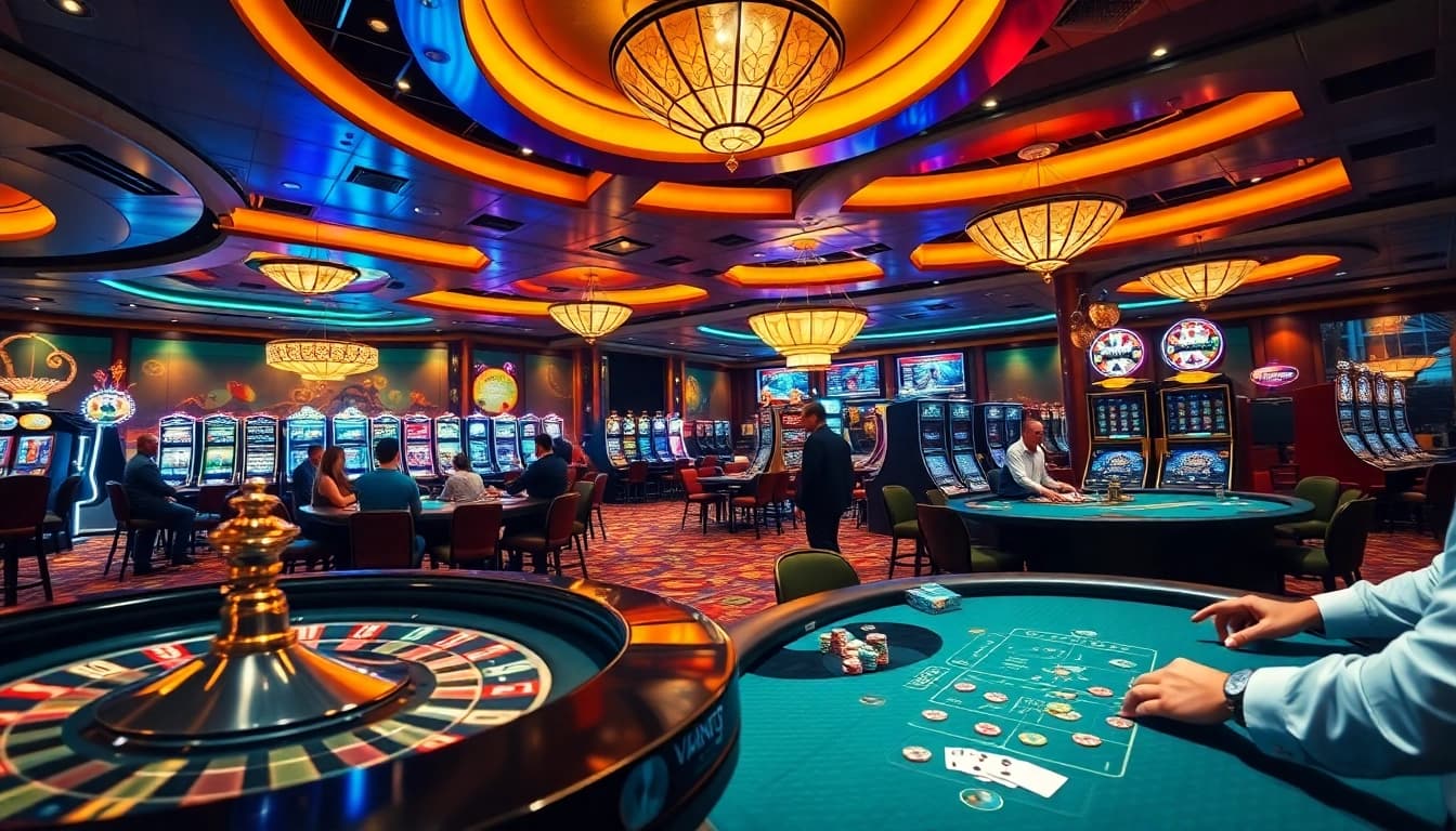 Experience the thrill of gaming with VMAX on a luxurious casino floor filled with excitement.