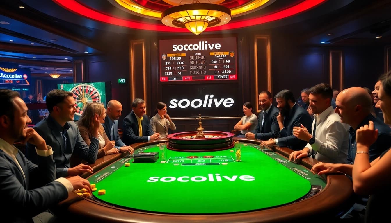 Experience the thrill of betting on soccer with socolive at this vibrant casino setting.