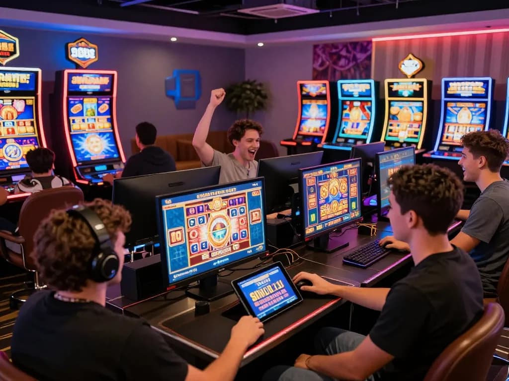 Xpay33 bonuses displayed in an exciting online casino gaming scene with vibrant slot machines and enthusiastic players.