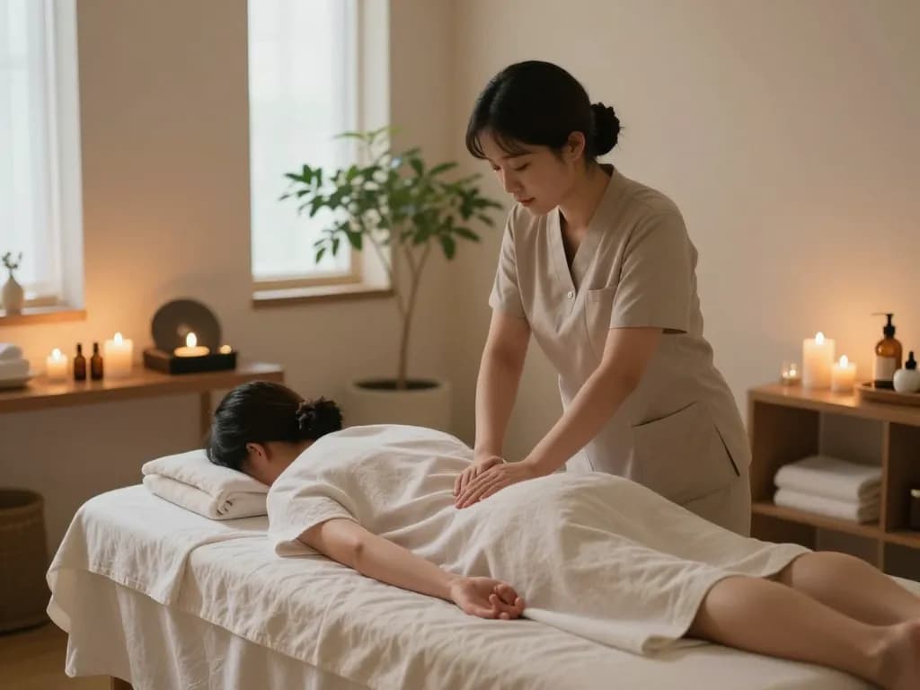 Revitalizing 천안스웨디시 massage therapy session in a serene spa.