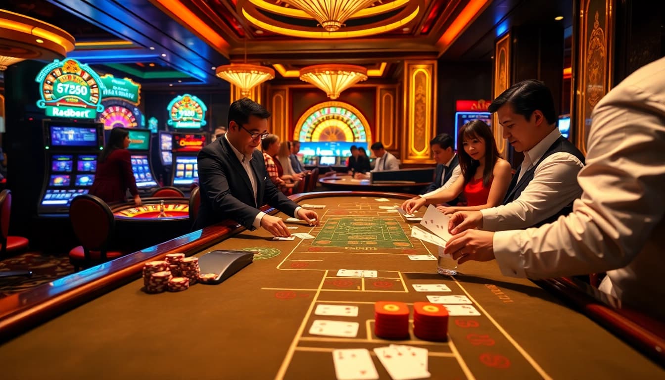 Experience the excitement of baccarat at https://xx88.us/ with dealers, players, and vibrant casino visuals.