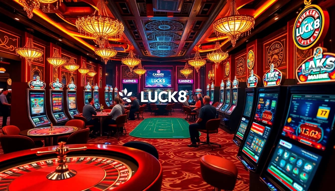 LUCK8 players celebrate their wins at a thrilling casino table, showcasing an exciting gambling atmosphere.