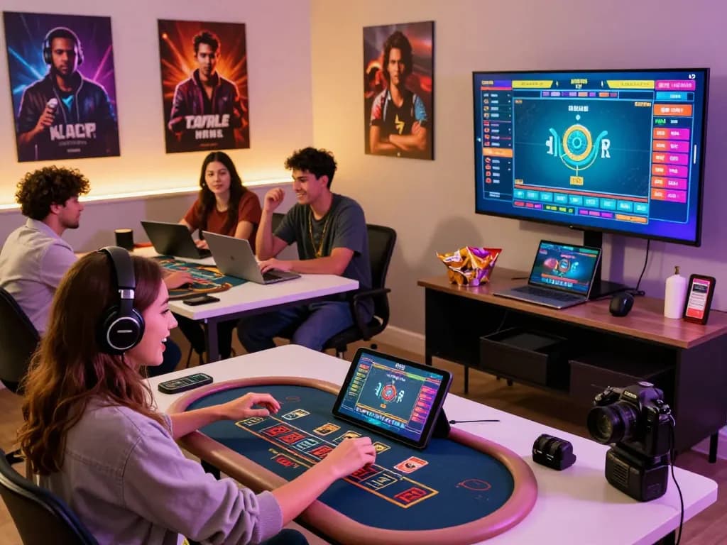 Players engaged in live baccarat on their devices, showcasing the thrilling baccarat사이트 gaming experience.