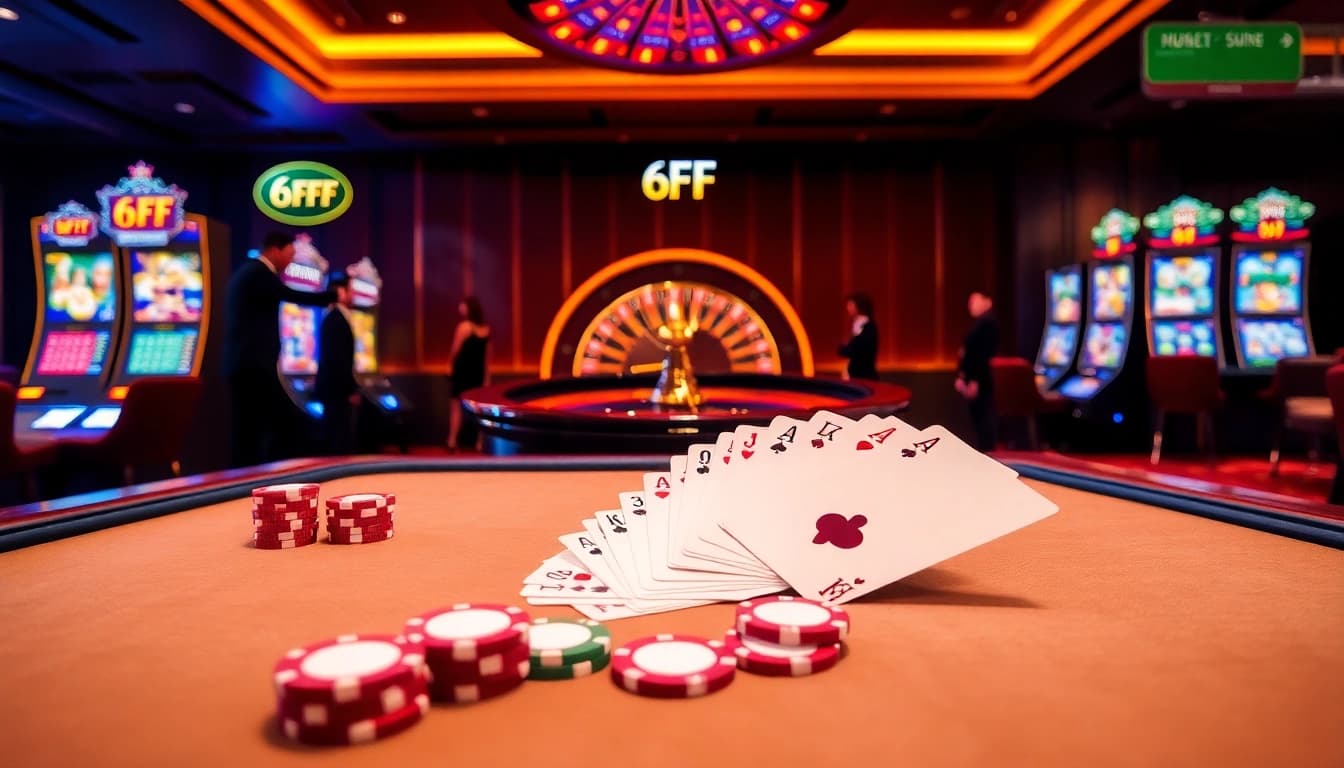 Experience thrilling poker action at 6FF's vibrant casino tables filled with excitement.