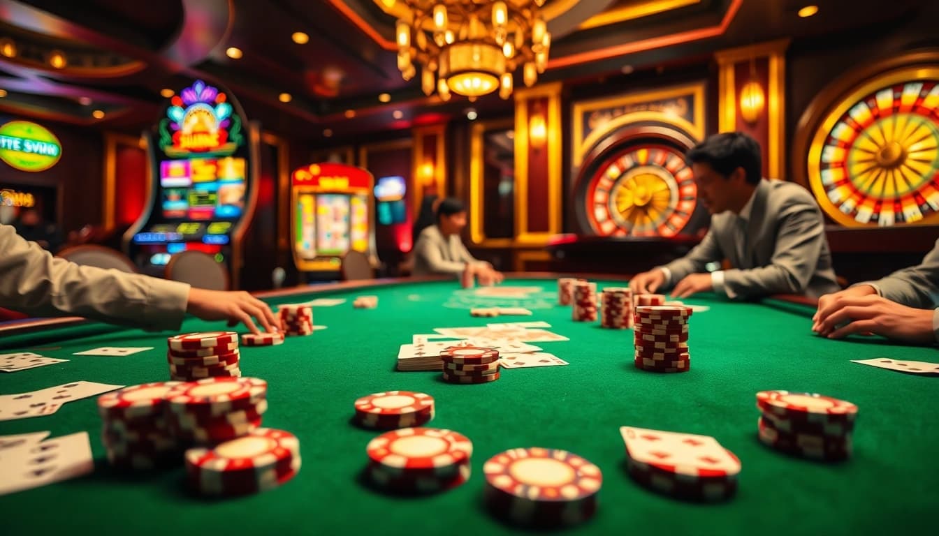 Engaging players at a luxurious poker table, revealing exciting gambling options at https://gg88.guru/.