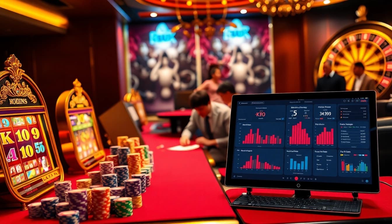 Experience thrilling gaming at https://www.kjc.global/ with vibrant casino tables, chips, and cards.