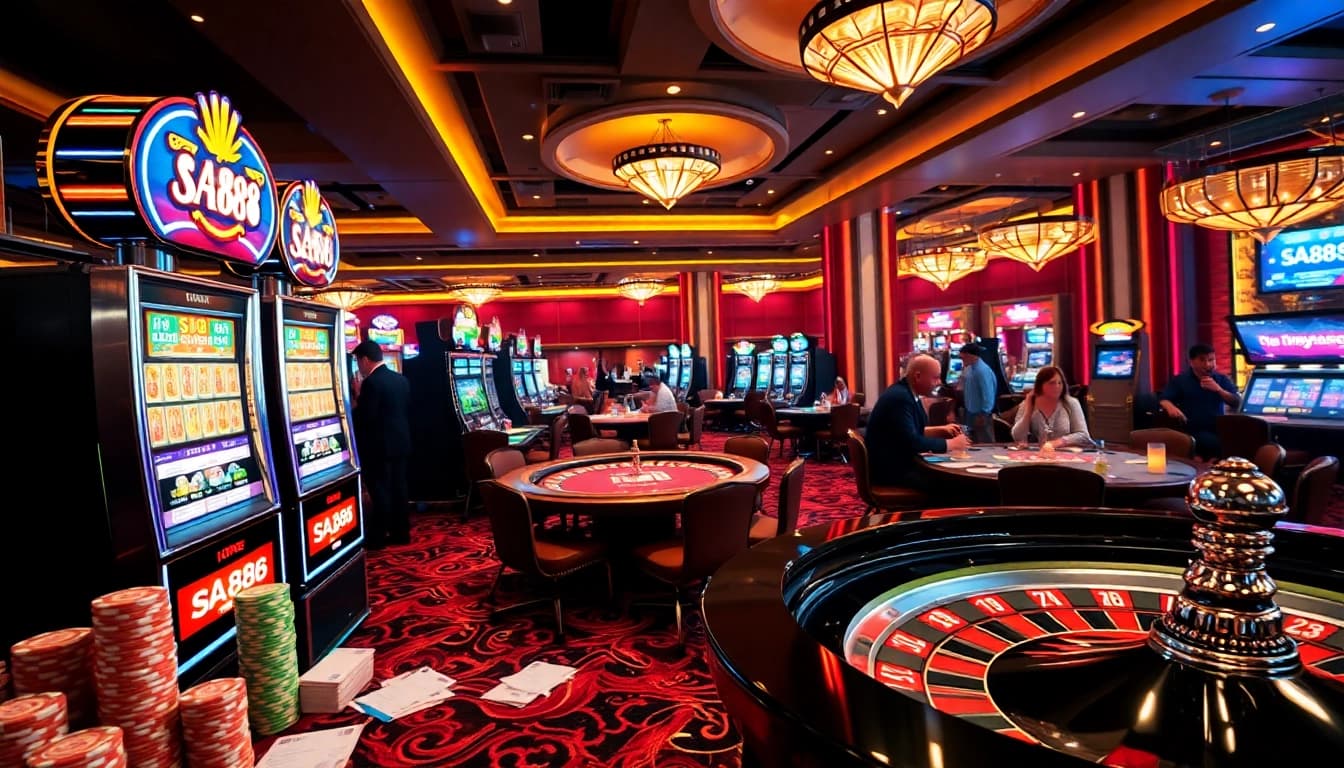 Engage with exciting sa88 casino games at vibrant tables filled with players enjoying their wins.