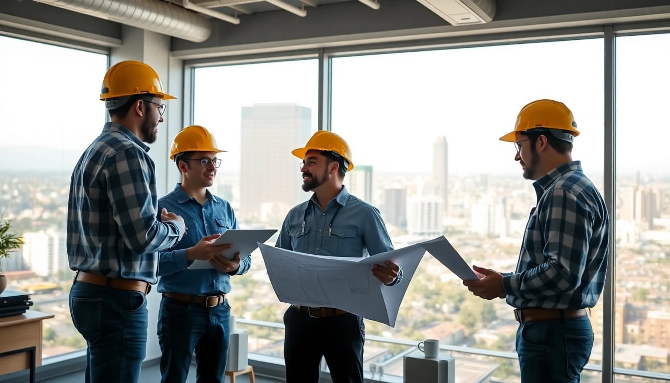 Explore the Southern California contractors association collaborating in a modern office.