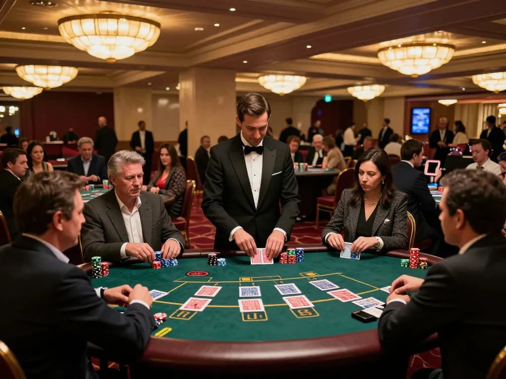 Players engaged in thrilling blackjack games at Nk88 casino, showcasing excitement and strategy.