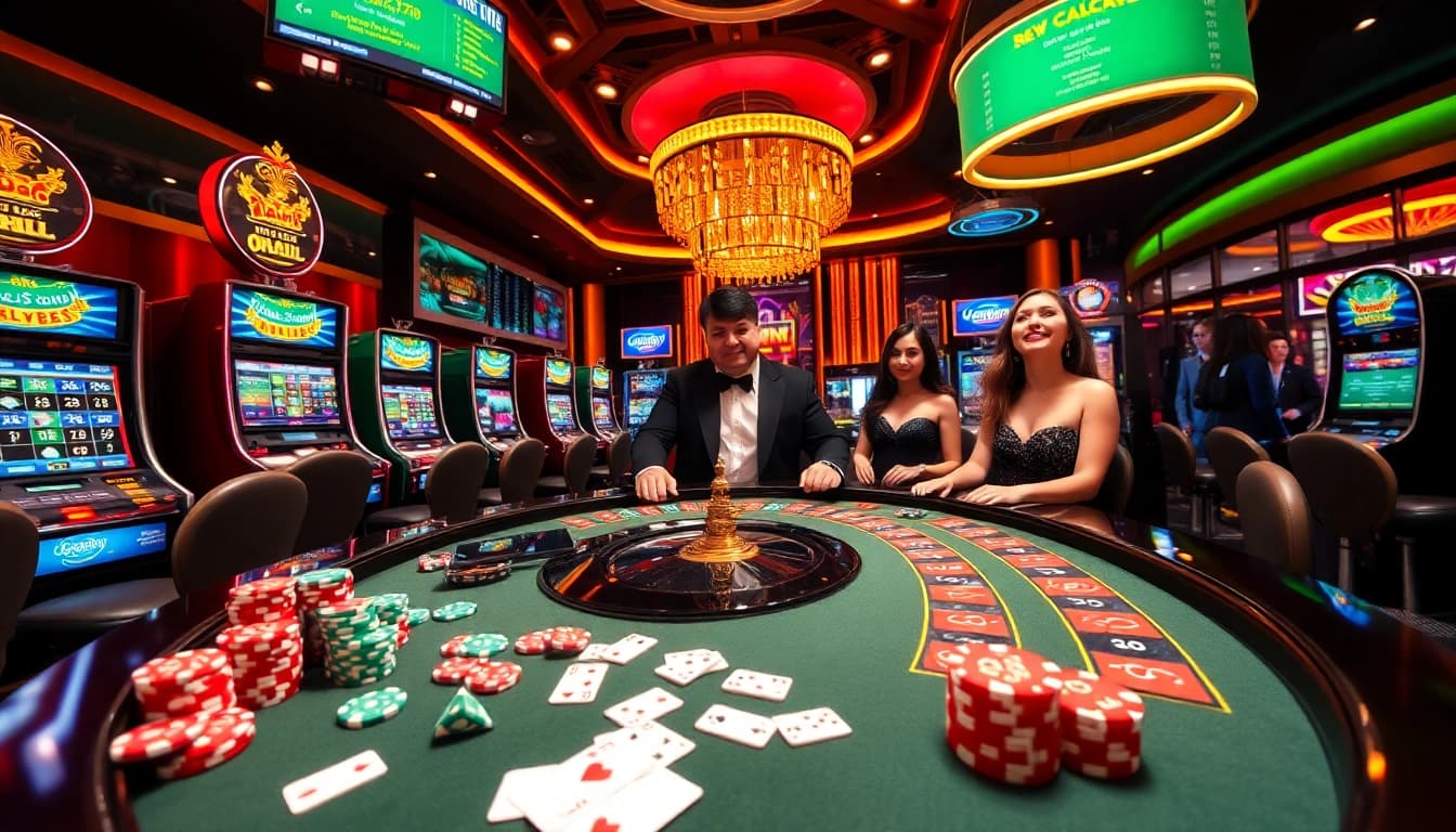 SODO Casino's vibrant gaming scene showcasing players at roulette and colorful chips.