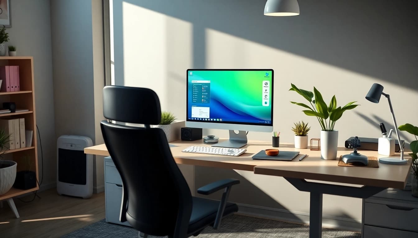 WPS office下载 on a sleek computer screen in a modern workspace, showcasing productivity and innovation.