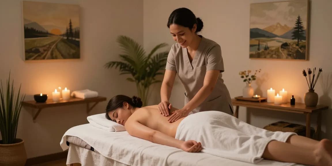 논현동마사지 서비스를 제공하는 아늑한 마사지 스튜디오의 편안한 장면