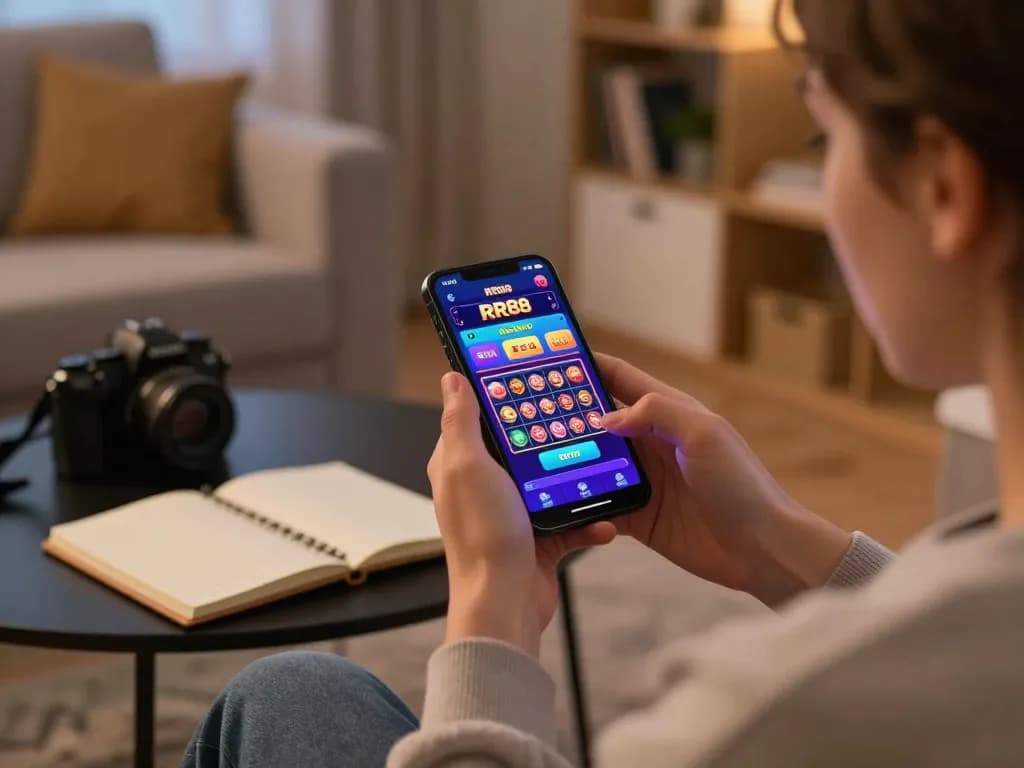Engaging with the RR88 app for exciting online gaming while enjoying a cozy atmosphere.
