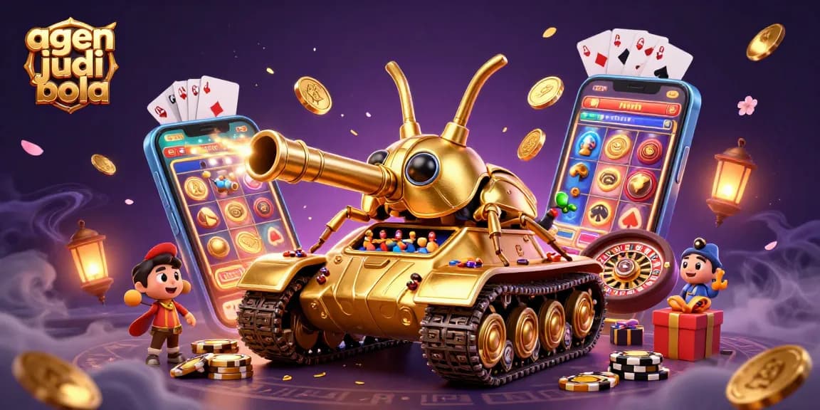 Engage in thrilling sports betting with agen judi bola, featuring a dynamic casino scene.