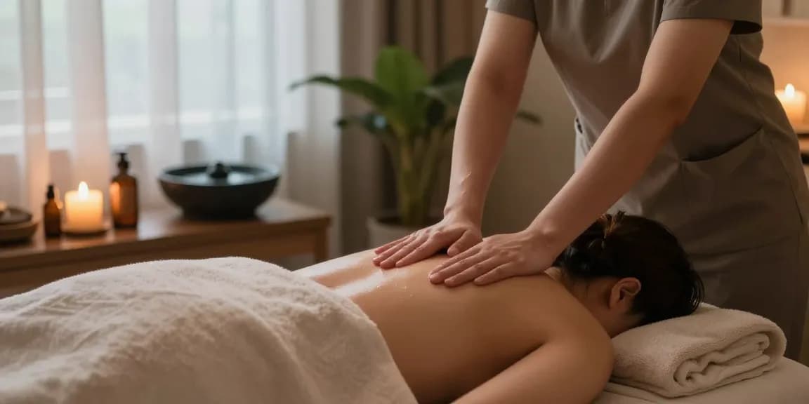 Relaxing Swedish massage therapy session with soothing atmosphere.