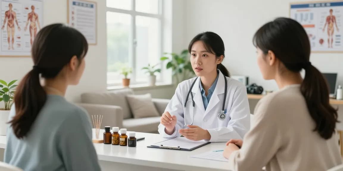 진료 중인 doctor assisting a patient at 수원교통사고한의원, showcasing compassionate care and effective treatment.