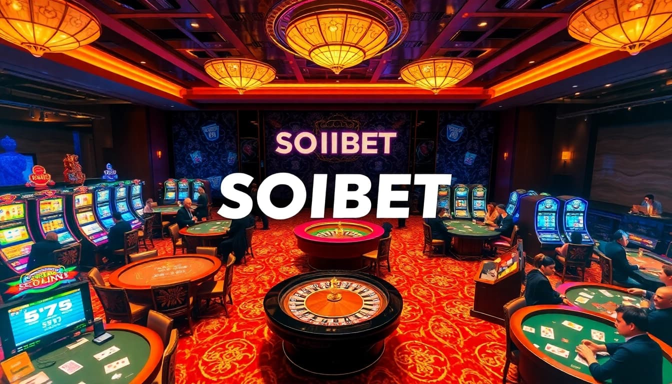 Experience gambling excitement at SOIBET with vibrant casino tables and engaging players.