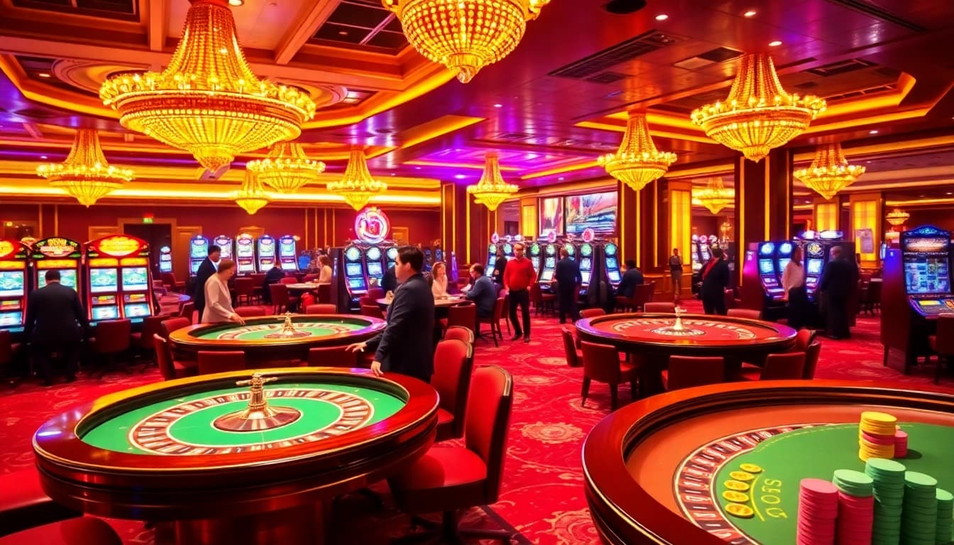 SODO casino scene with players enjoying games, showcasing vibrant atmosphere and luxurious design.