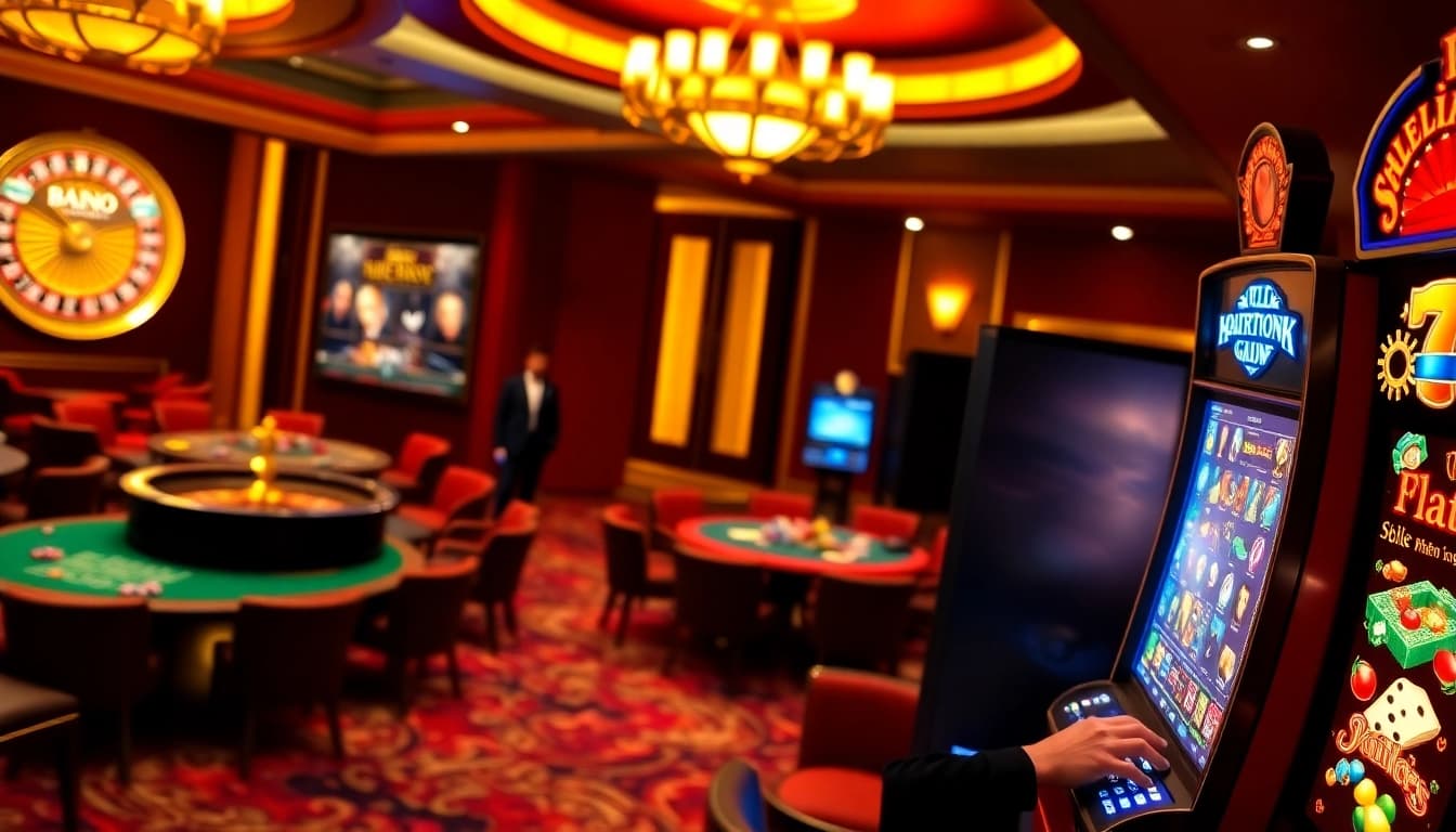 Vivez l'excitation d'un casino en ligne avec des tables de jeu vibrantes et des machines à sous lumineuses.