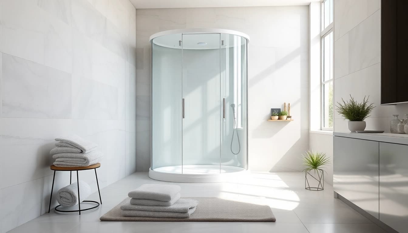 Erleben Sie den Luxus der sonni Duschkabine mit elegantem Glasdesign in modernem Badezimmer.