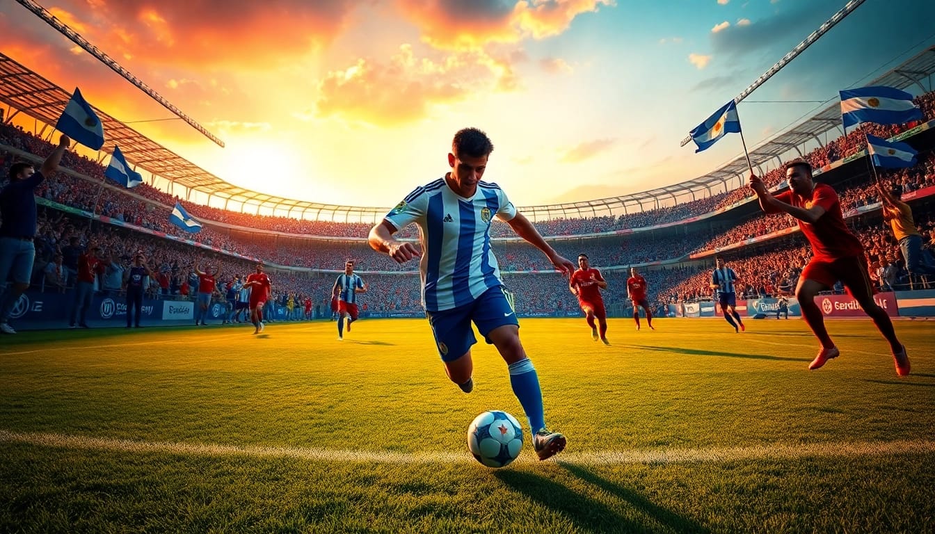 Dynamic action scene from giải vô địch quốc gia argentina showcasing passionate soccer match.
