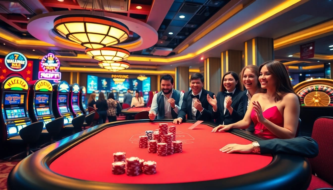 Experience the thrill of situs deposit 5k with colorful casino tables and excited gamblers.