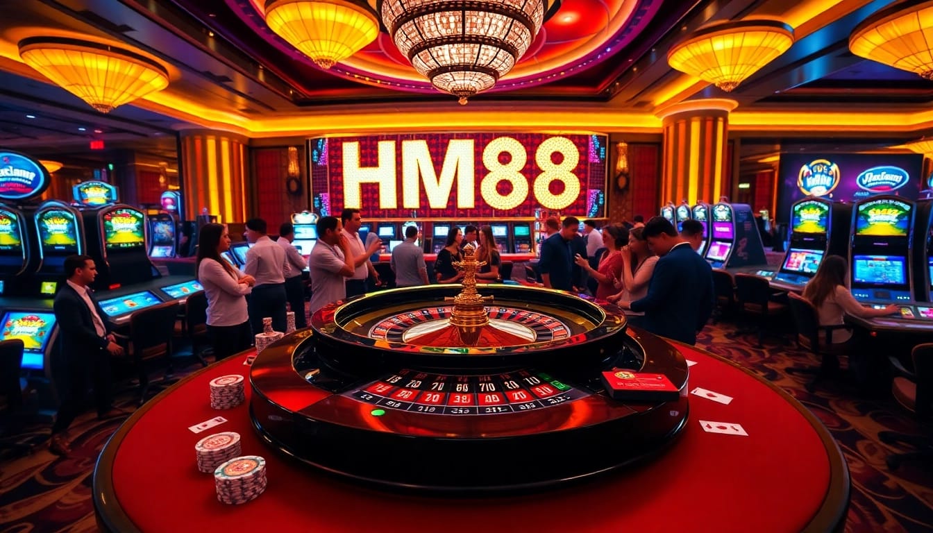 Play exciting games at HM88 casino with vibrant tables and engaging players.