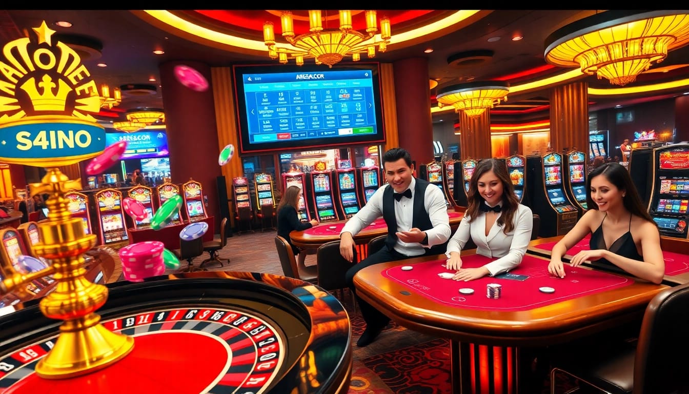Enjoy the thrilling action at ARESGACOR with vibrant casino games and celebratory gamblers.