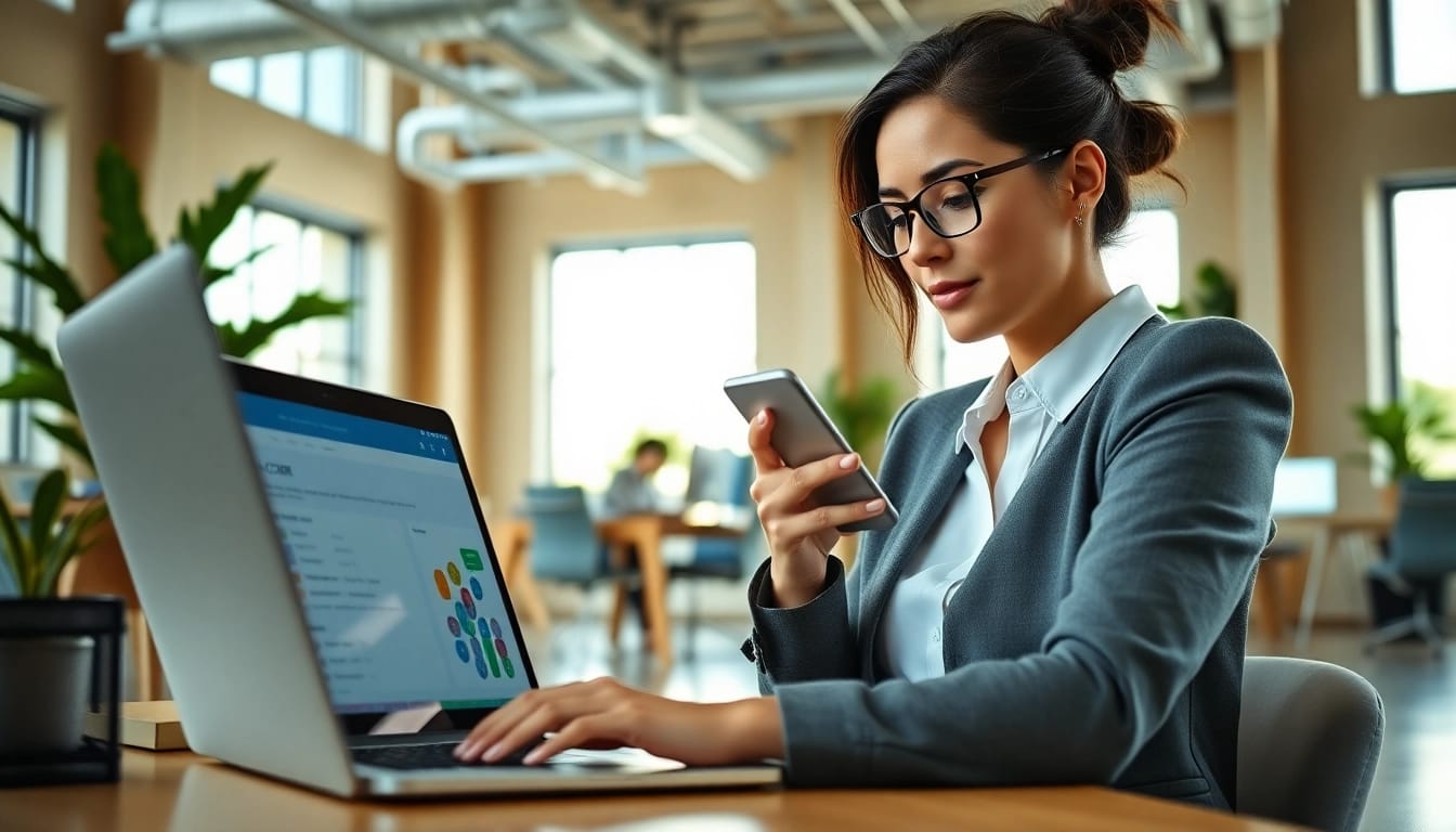 Enhance your business efficiency with WhatsApp Smart CRM in a professional office setting.