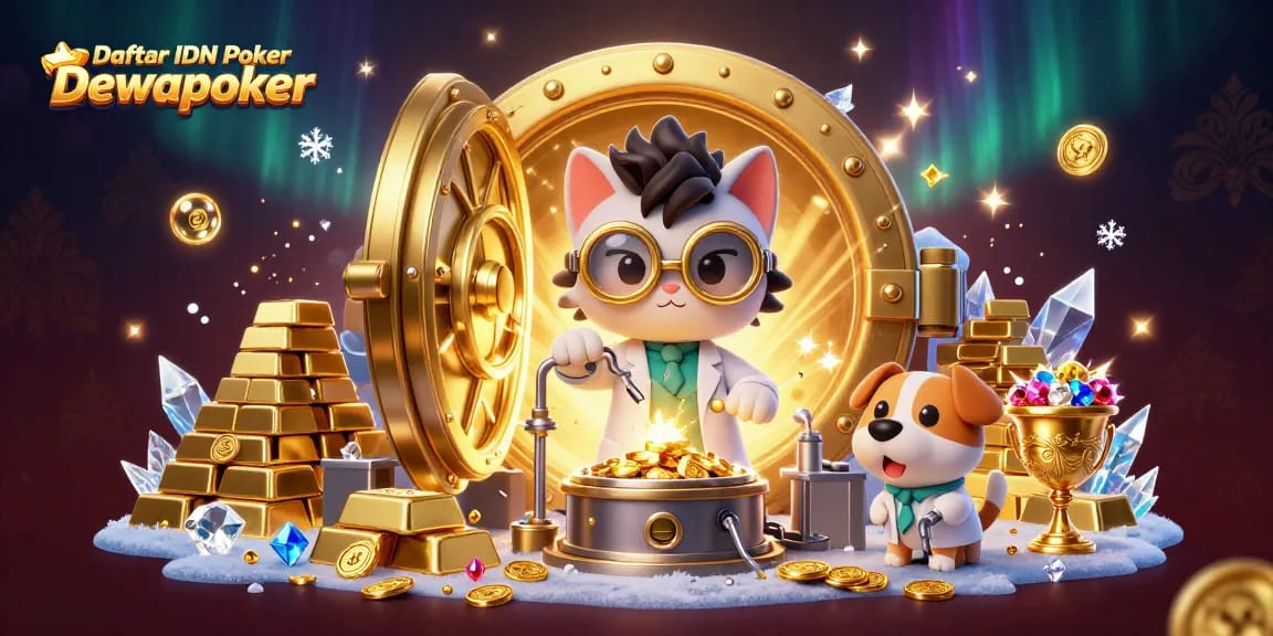 Engage with Daftar IDN Poker Dewapoker in a lively illustration of a carnival-style gaming scene.