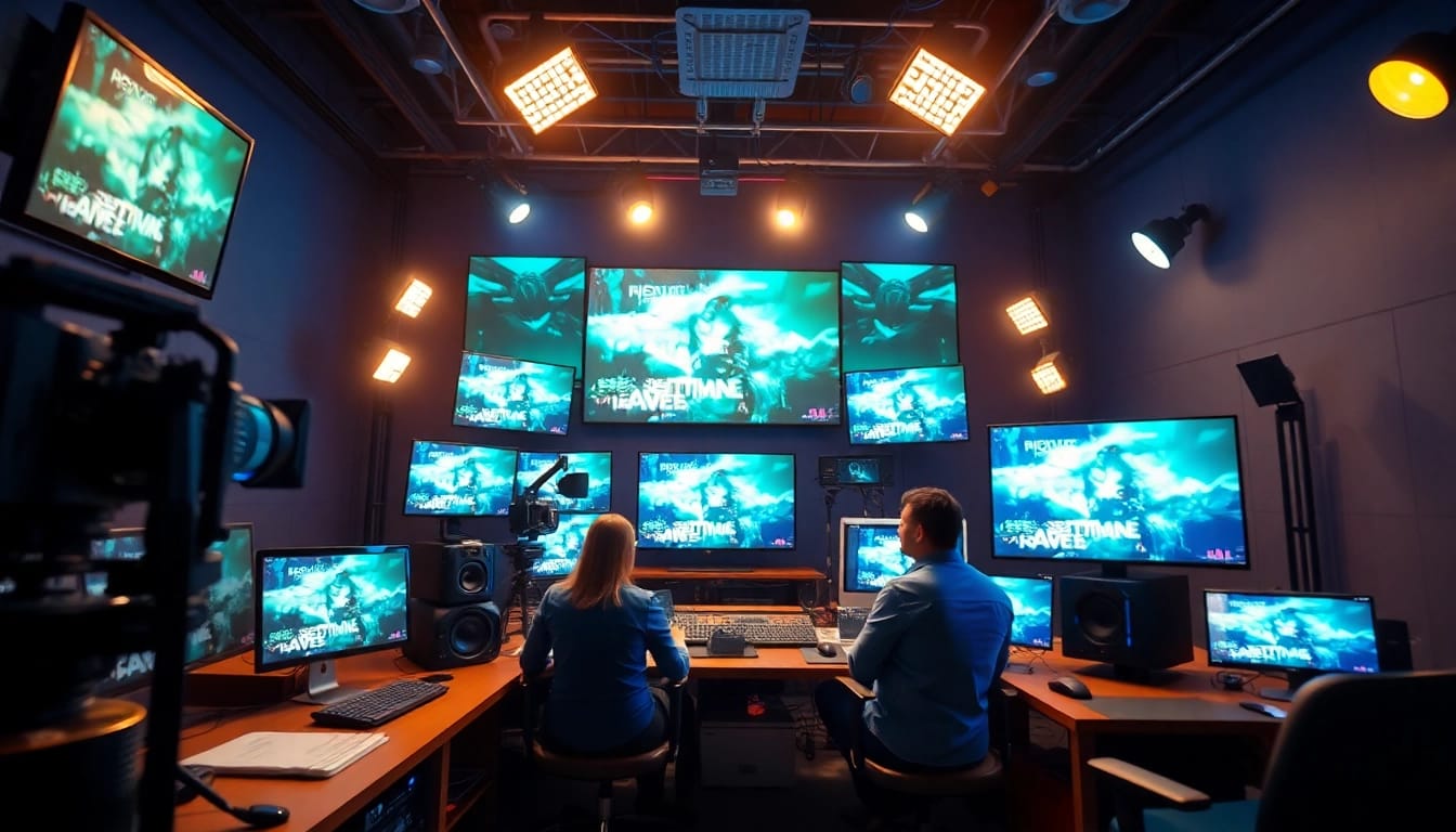 Lauthaitv's innovative media studio showcasing advanced broadcasting technology and a collaborative environment.