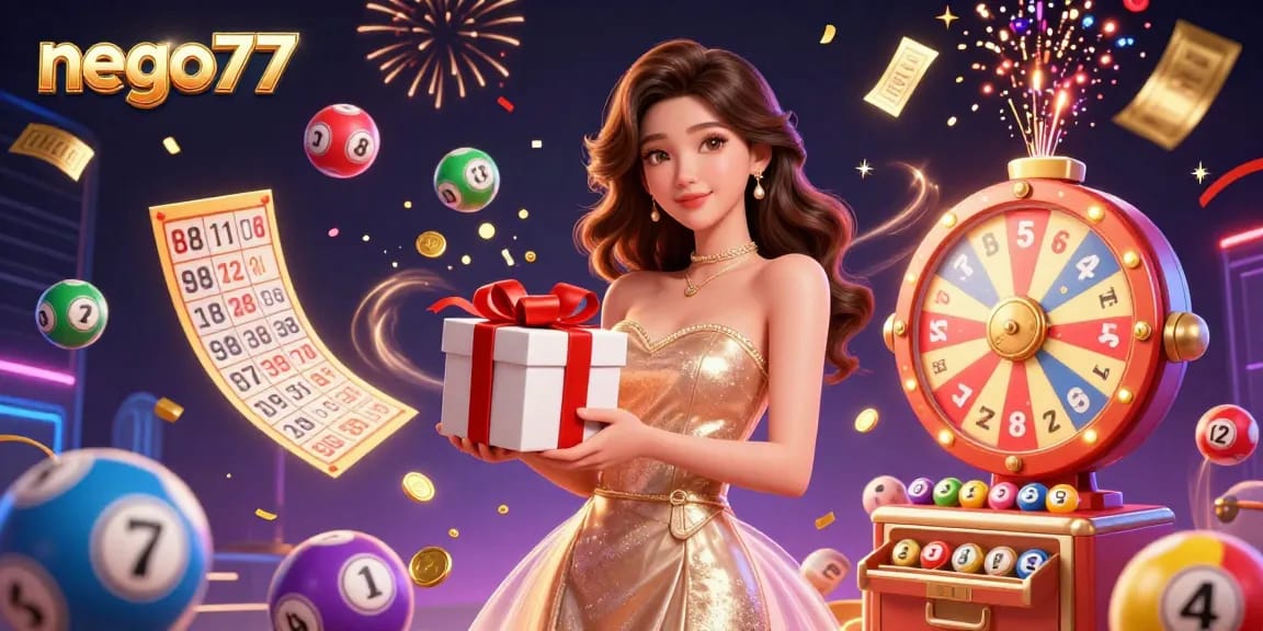 Experience thrilling gameplay with nego77 featuring vibrant lottery balls and festive characters.