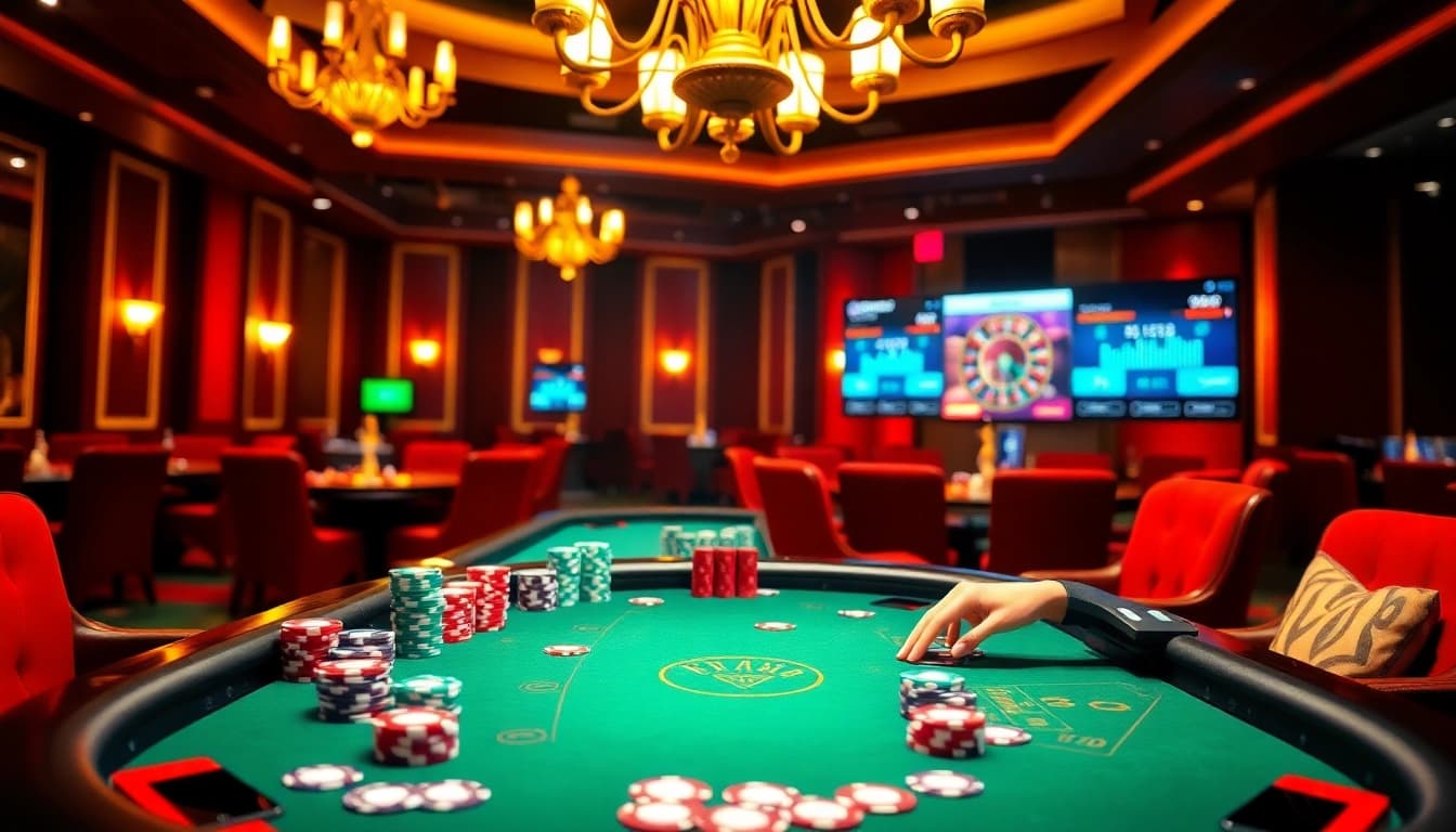 Experience thrilling gameplay at a casino while discussing JUMLAH BACKLINK strategies for online success.