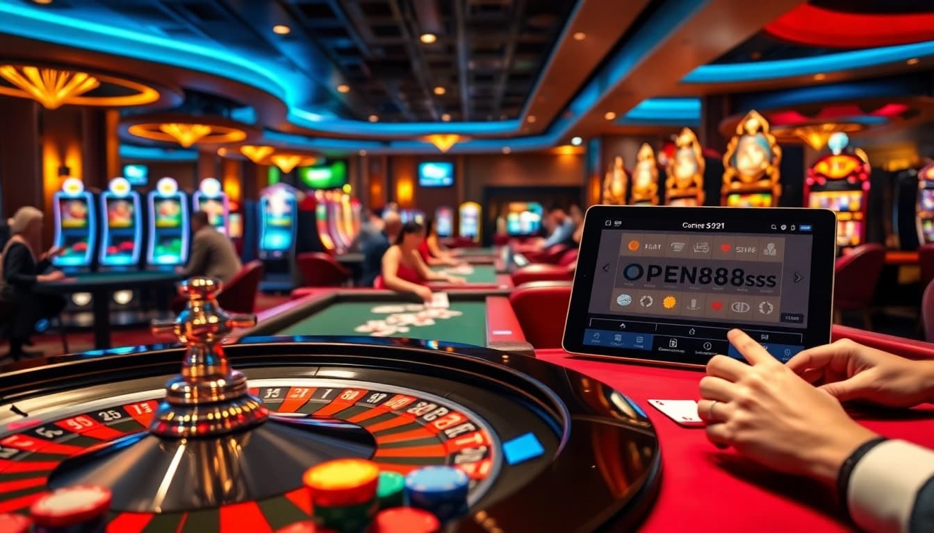 Experience excitement at https://open88ss.com/ with a vibrant casino atmosphere featuring a roulette wheel and engaged players.