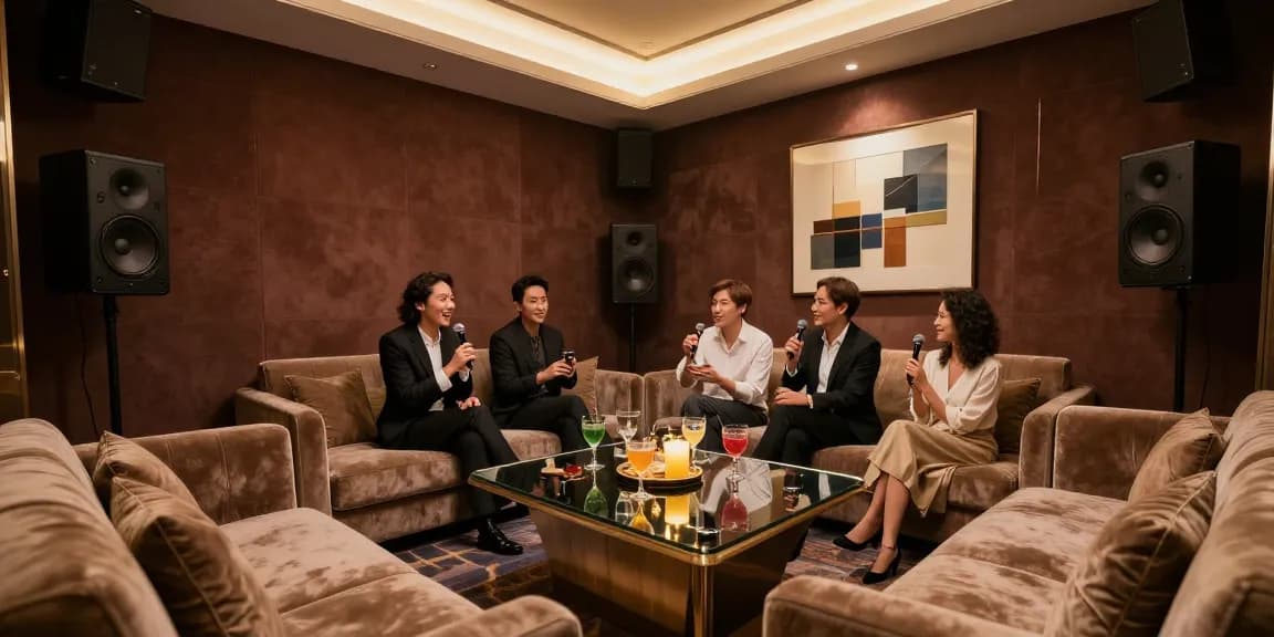 강남쩜오 프라이빗한 노래방 공간에서 고객들이 소중한 순간을 즐기는 모습