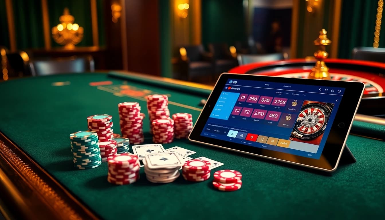 Engaging players at the online casino with https://uk88.za.com/ and vibrant poker chips.