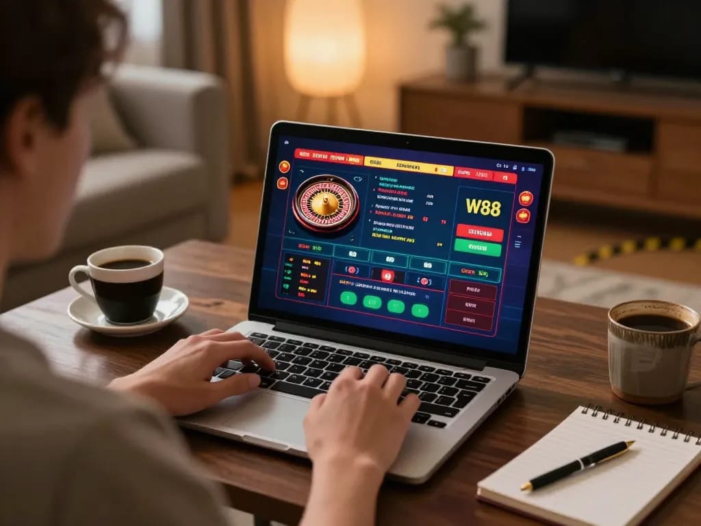 Engaging gameplay on a W88 casino website showcasing strategic betting options and cozy atmosphere.