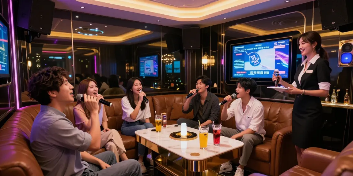 강남 가라오케 고급스러운 프라이빗 룸에서 친구들과 함께 즐기는 모습
