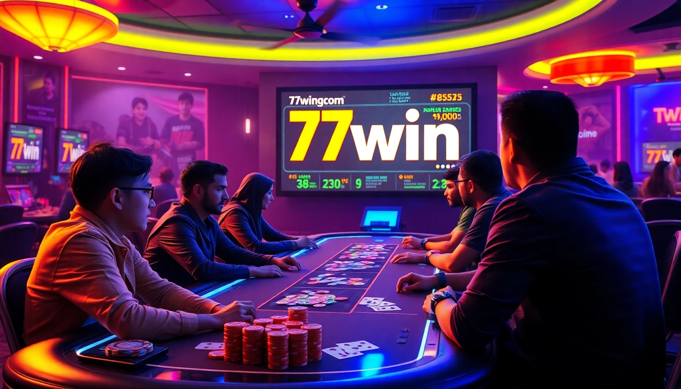 Engaging scene of a digital gambling experience at 77win com, highlighting excitement and diversity.