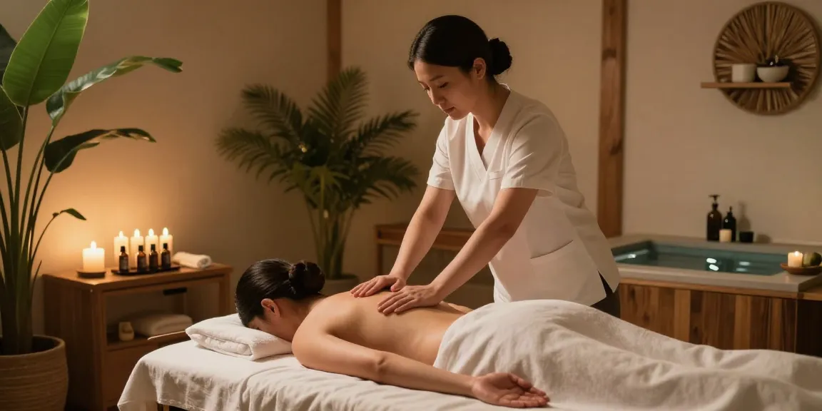 Relaxing Swedish massage scene in a tranquil spa with soothing decor.