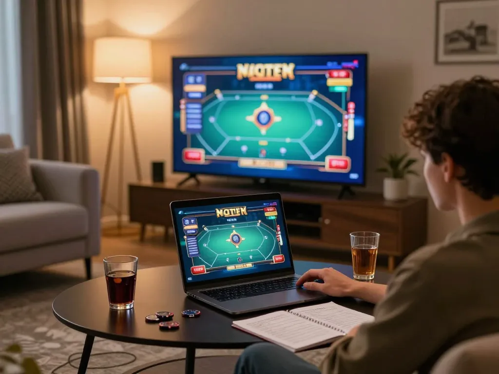 Cakhiatv online casino gaming setup showcasing a player engaged in poker strategy.