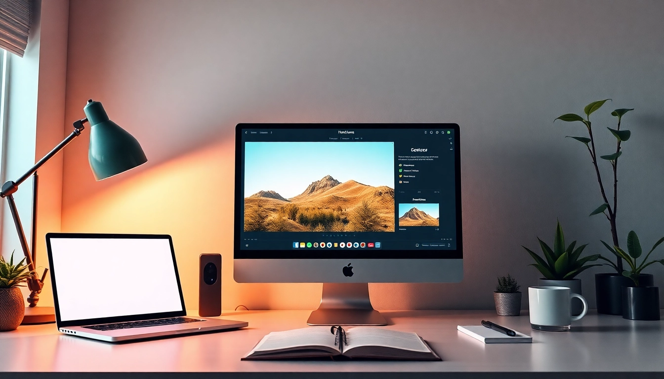 Nano banana AI editing tool displayed on a computer in a modern workspace.