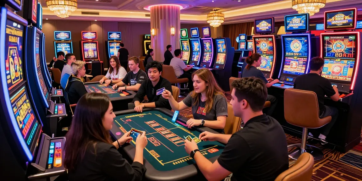 Exciting scene at casinos that accept credit cards with players enjoying gaming and using cards, vibrant atmosphere.