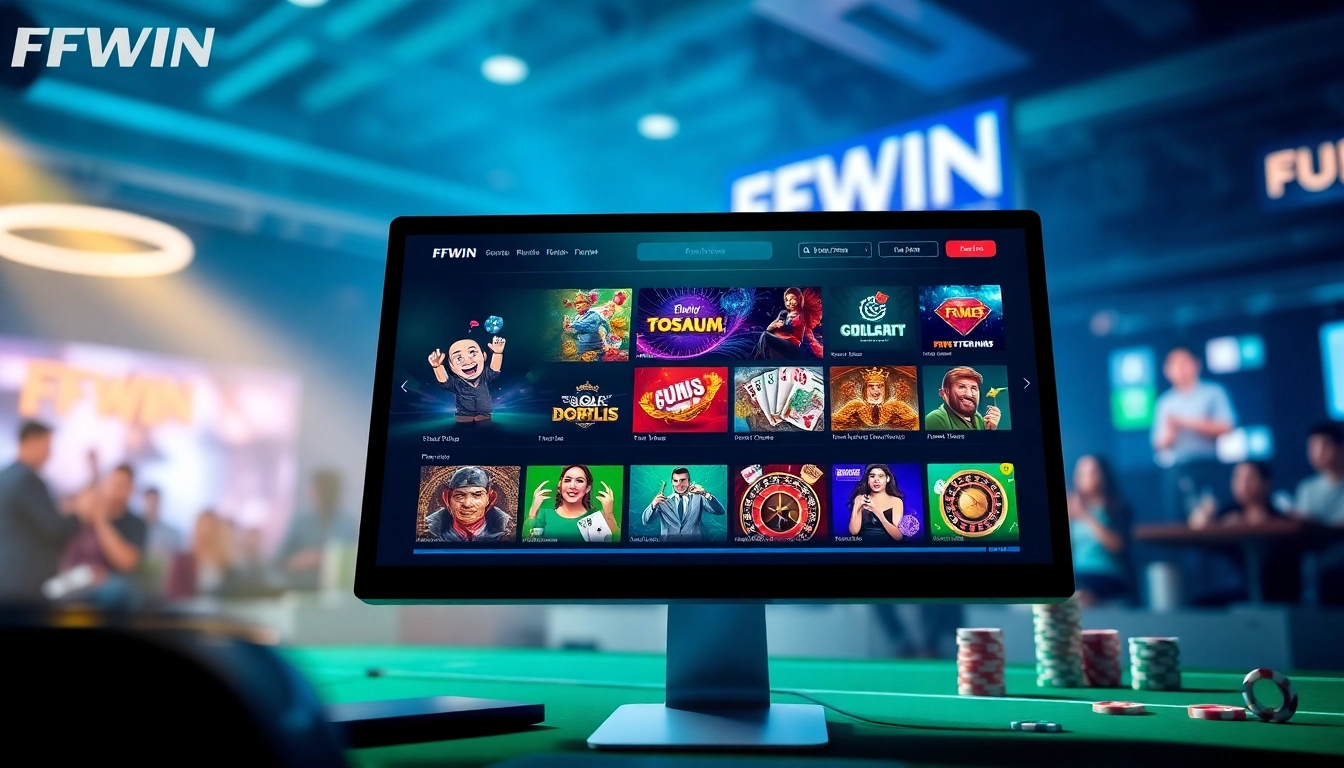 FFWIN online betting platform showcasing diverse gaming options in a modern setup.