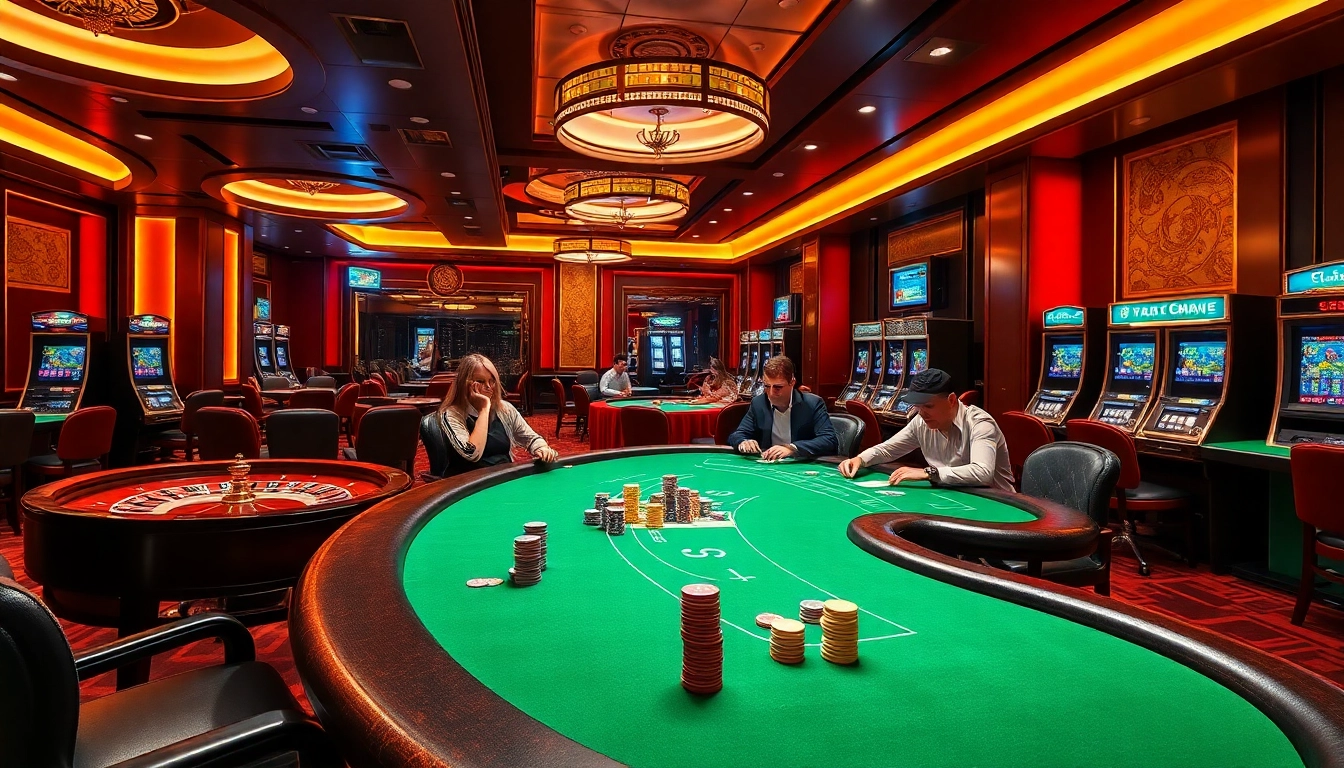 Players at a luxurious casino table enjoy games at https://www.6rwin55.com/ with colorful chips and excitement.