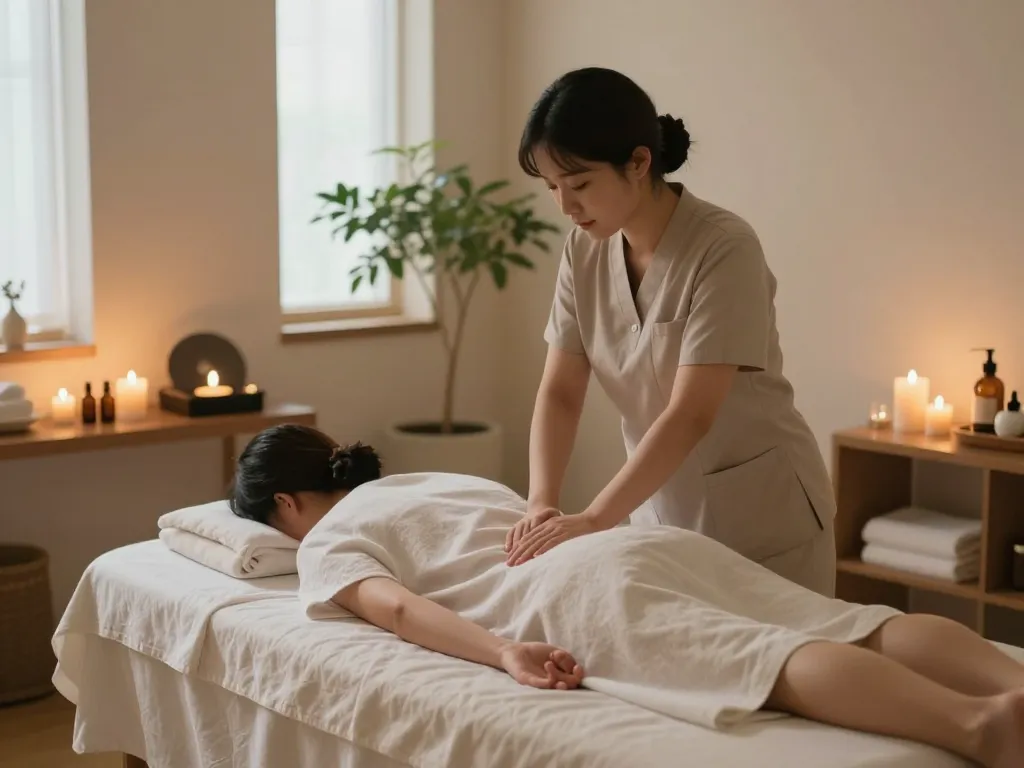 Revitalizing 천안스웨디시 massage therapy session in a serene spa.
