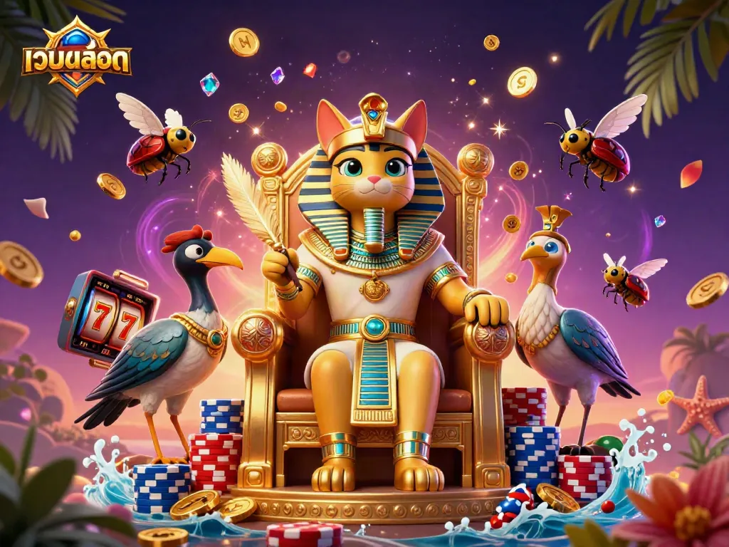 เล่นเกมสล็อตออนไลน์ เว็บสล็อต กับภาพสุดพิเศษของแมวฟาโรห์ในคาสิโน
