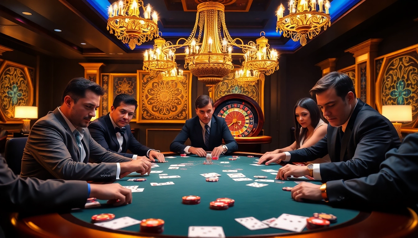 The thrilling poker game experience at https://nohudoithuong.us/ featuring intense players and luxurious casino ambiance.