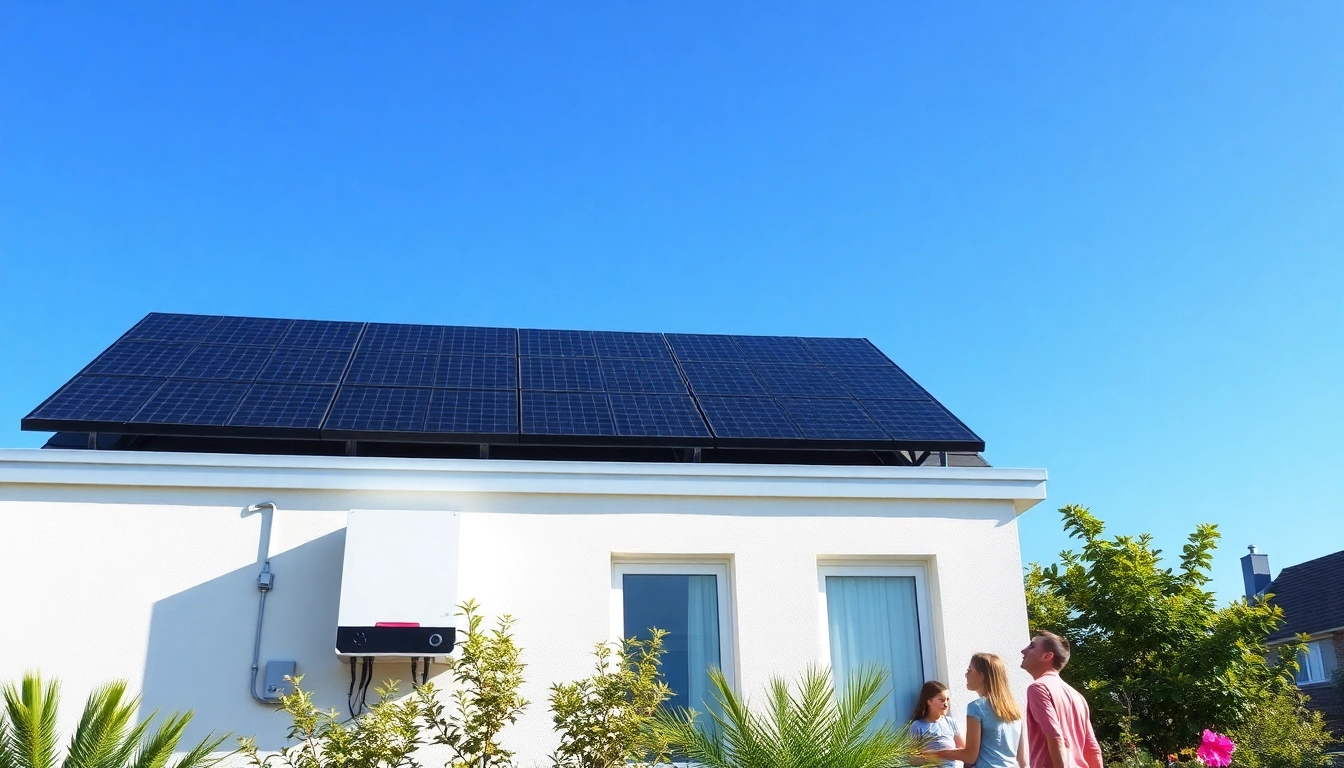 Overview of a 5kw hybrid solar system installed on a rooftop, highlighting solar panels and inverter for renewable energy.